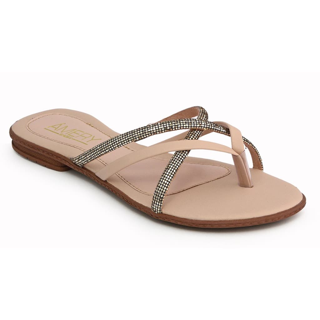 Sandália Rasteira Feminina Amery Shoes Brilho Strass