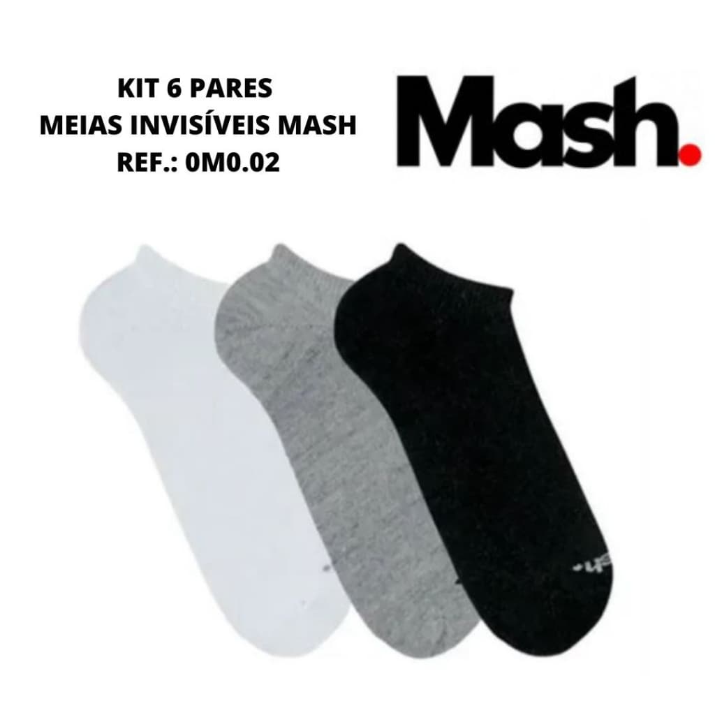 kit c/ 6 pares meias soquete invisível Mash Ref.: 0M0.02