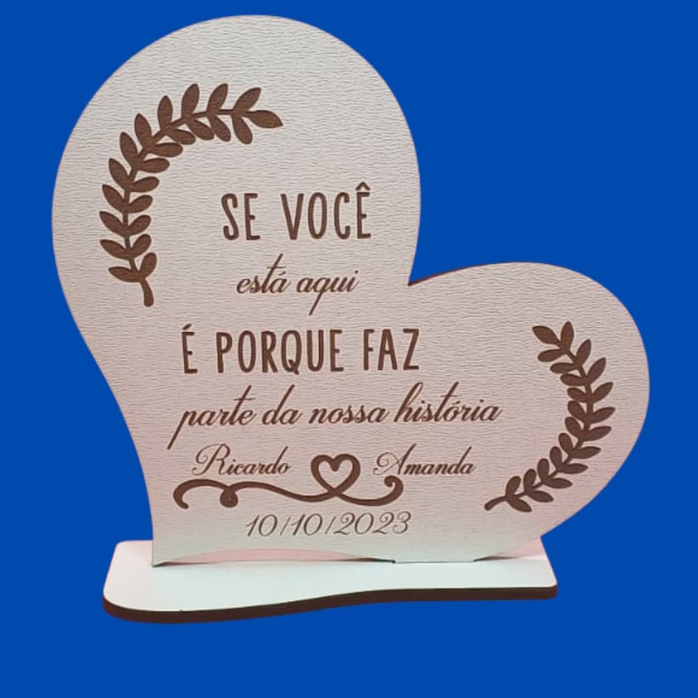20 Lembrancinhas Casamento Centro de Mesa Personalizado MDF Cor Branca 10cm New Heart