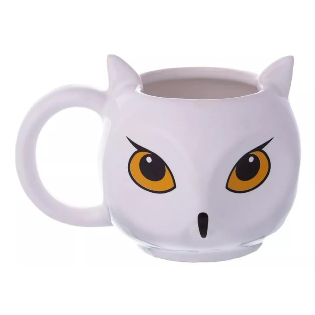 Caneca Coruja 3d Harry Potter Edwiges Cerâmica Branca 300ml