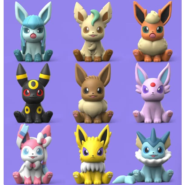 Kit Eevee Evoluções: Flareon, Jolteon, Vaporeon, Espeon, Umbreon, Leafeon, Glaceon, Sylveon e Eevee