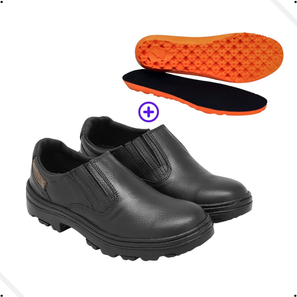 Sapato Segurança Com CA Couro Legítimo EPI + Palmilha Gel PU Anatômica Callshoes