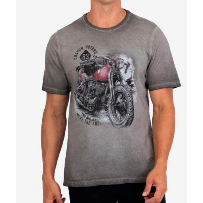 Camiseta masculina lavada com estampa Tam G Tigs alto verão