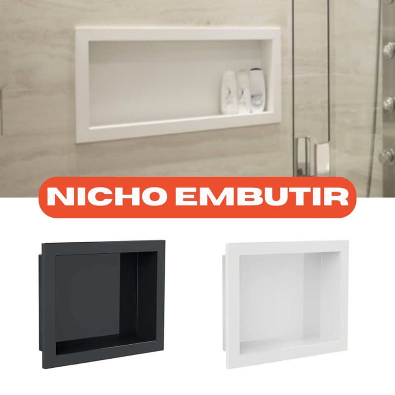 Nicho de Parede Embutir Organizador Armario Banheiro Box Lavabo Lavanderia Metasul