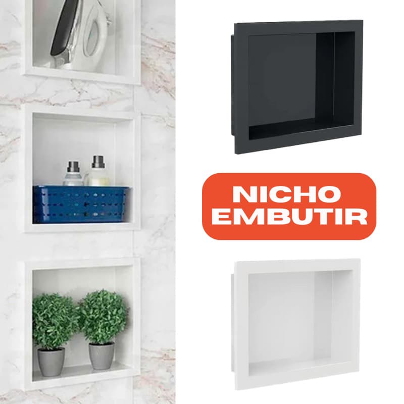 Nicho de Parede Embutir Organizador Armario Banheiro Box Lavabo Lavanderia Metasul