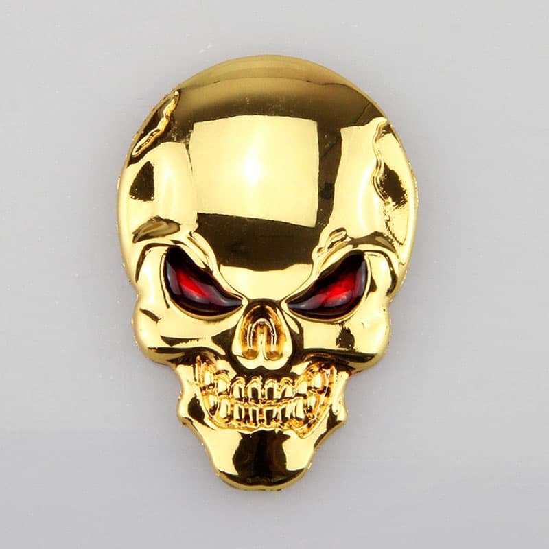 Adesivo Carro Moto Caveira Crânio Metal 3d Dourado Gold
