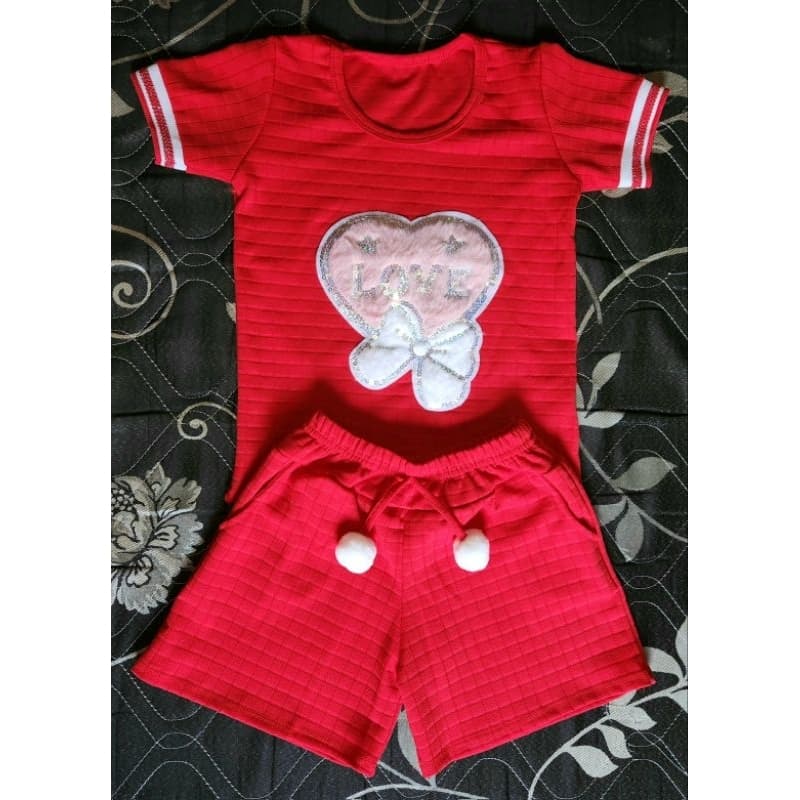 Conjunto Infantil Menina Femino Love Ursinho Conjunto Verão Fashion