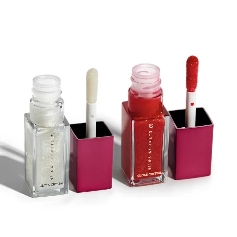 Kit Gloss Crystal Niina Secrets: Vermelho Ágata 7ml + Holográfico Moon Stone 7m