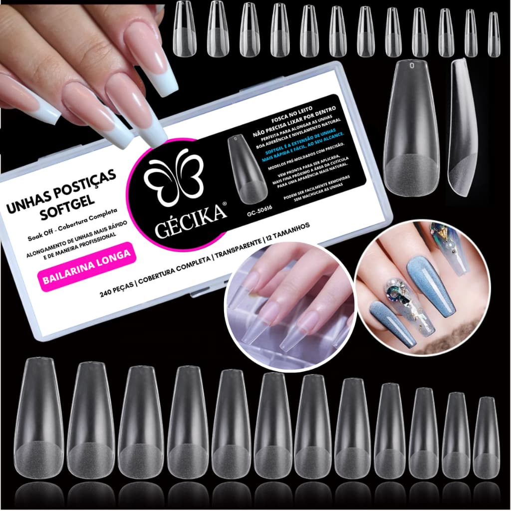 Unhas Postiças Softgel Tips de Gel Soft Gel Gecika Mesmo Fabricante Softgel D&Z Softgel Sioux