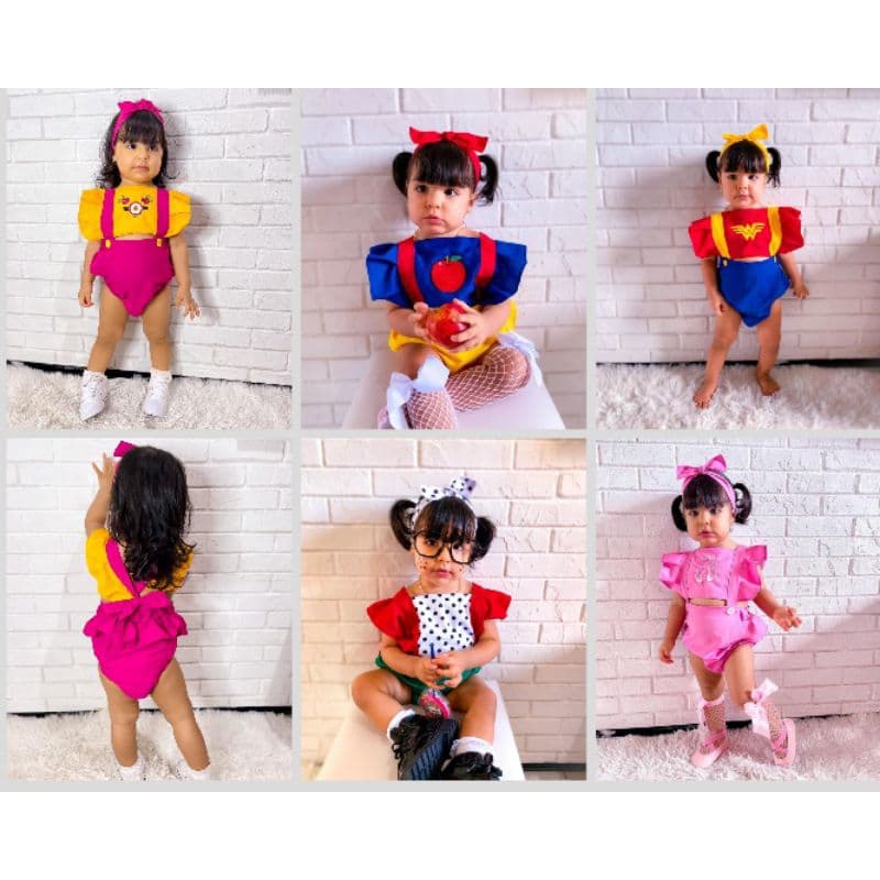 Romper temático mesversario 0-12 meses | body bebê menina | jardineira infantil