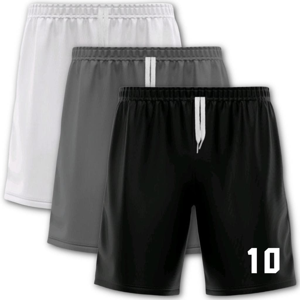 Kit com 3 Bermudas Shorts de Futebol Dry Fit Com Numeração 10 Masculino