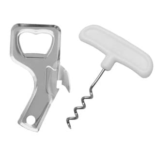 KIT ABRIDOR DE LATAS e GARRAFASAÇO INOXTAMANHO 9 CM/ Saca rolhas