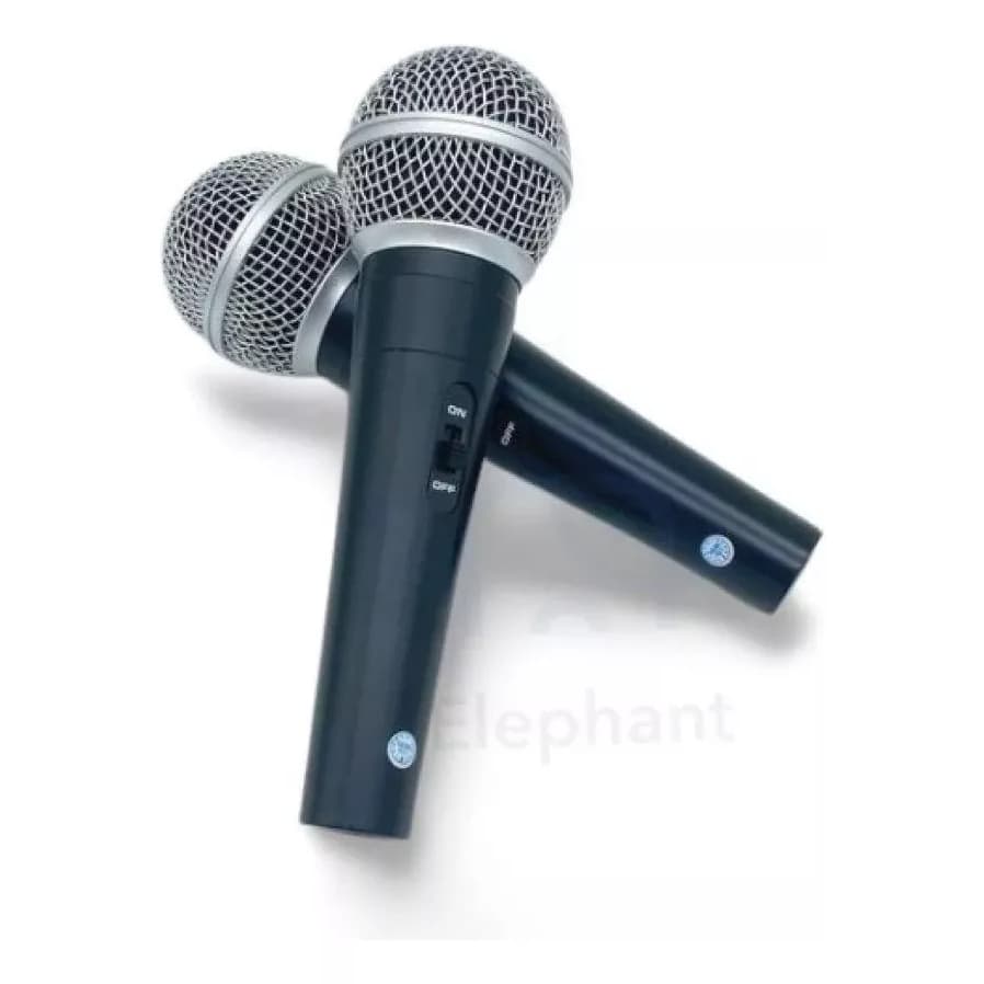 2pç Microfone Com Fio Dinâmico Profissional Metal Cabo 5mts