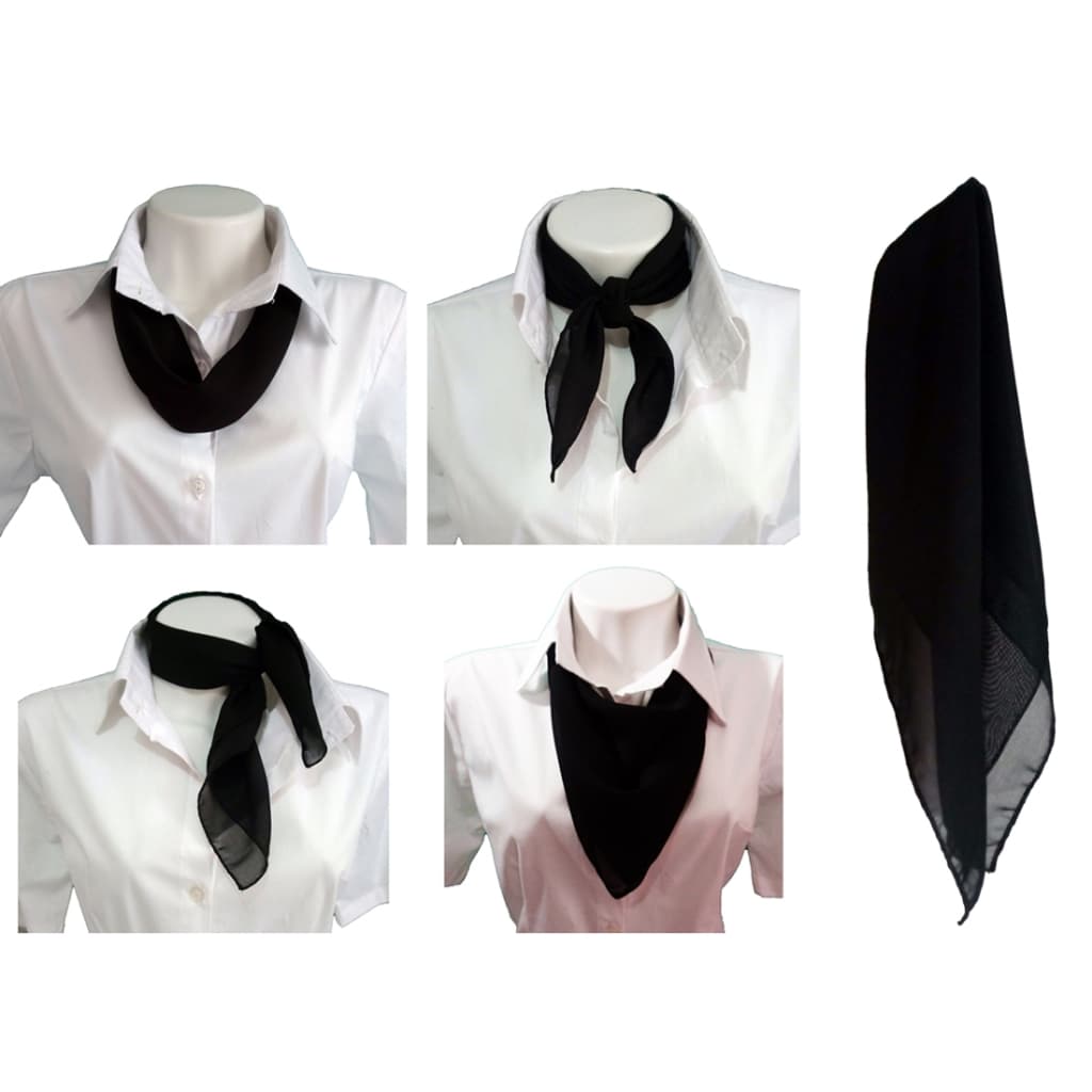 Kit 20 Lenços para Uniformes 60cm x 60cm cor Preta em tecido Poliéster.