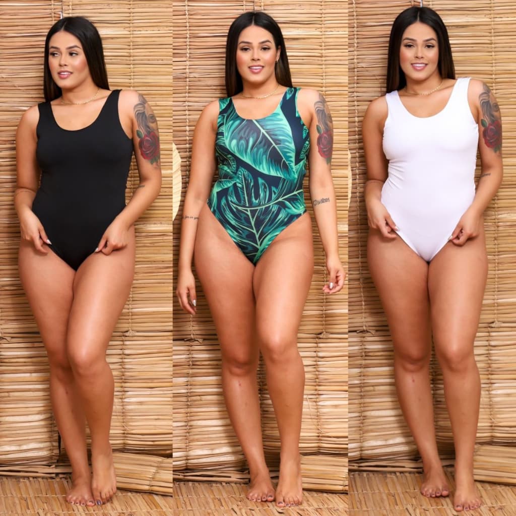 Body Maio Biquini Feminino Praia Moda Verao Body Feminina Cavado Nas Costas Com Elastico 2 em 1 Body e Maio