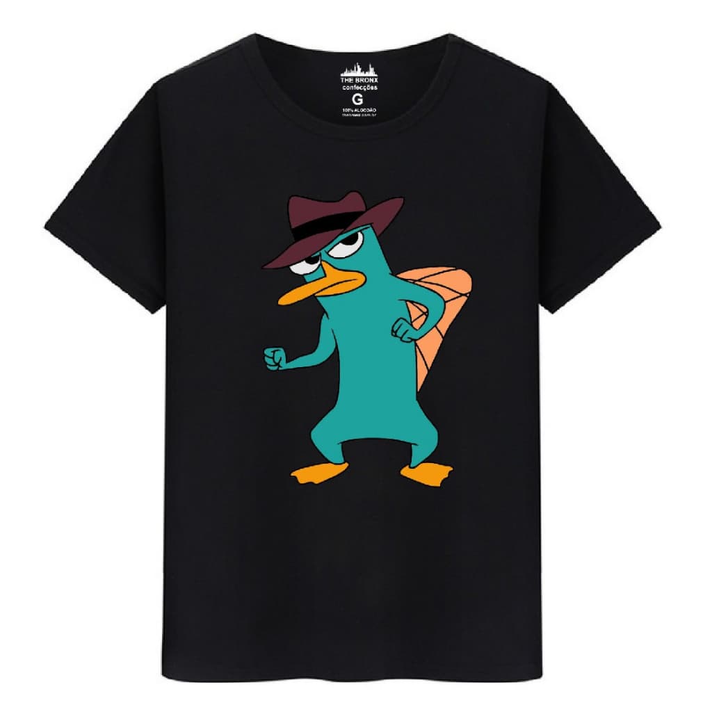 Camiseta Masculina Algodão Premium Perry Ornitorrinco Desenho