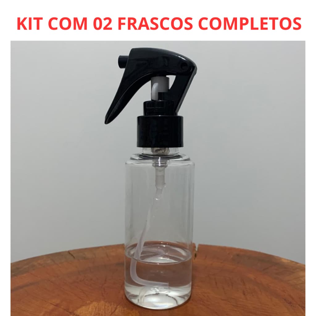 02 unid. BORRIFADOR 100ML TRANSPARENTE MINI GATILHO PRETO