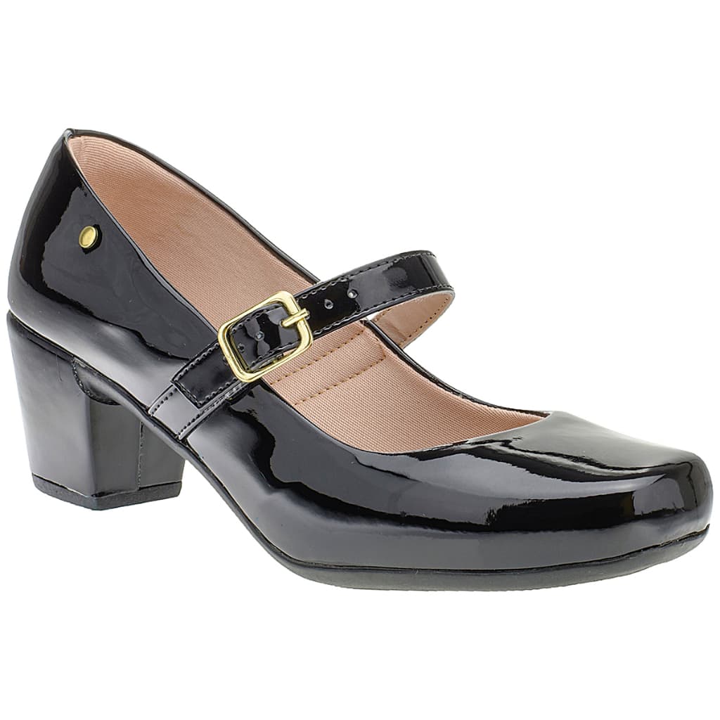 Sapato Adulto Feminino Boneca Estiloso Scarpin Fivela Regulagem Salto Baixo Trabalho Mezikin 6484