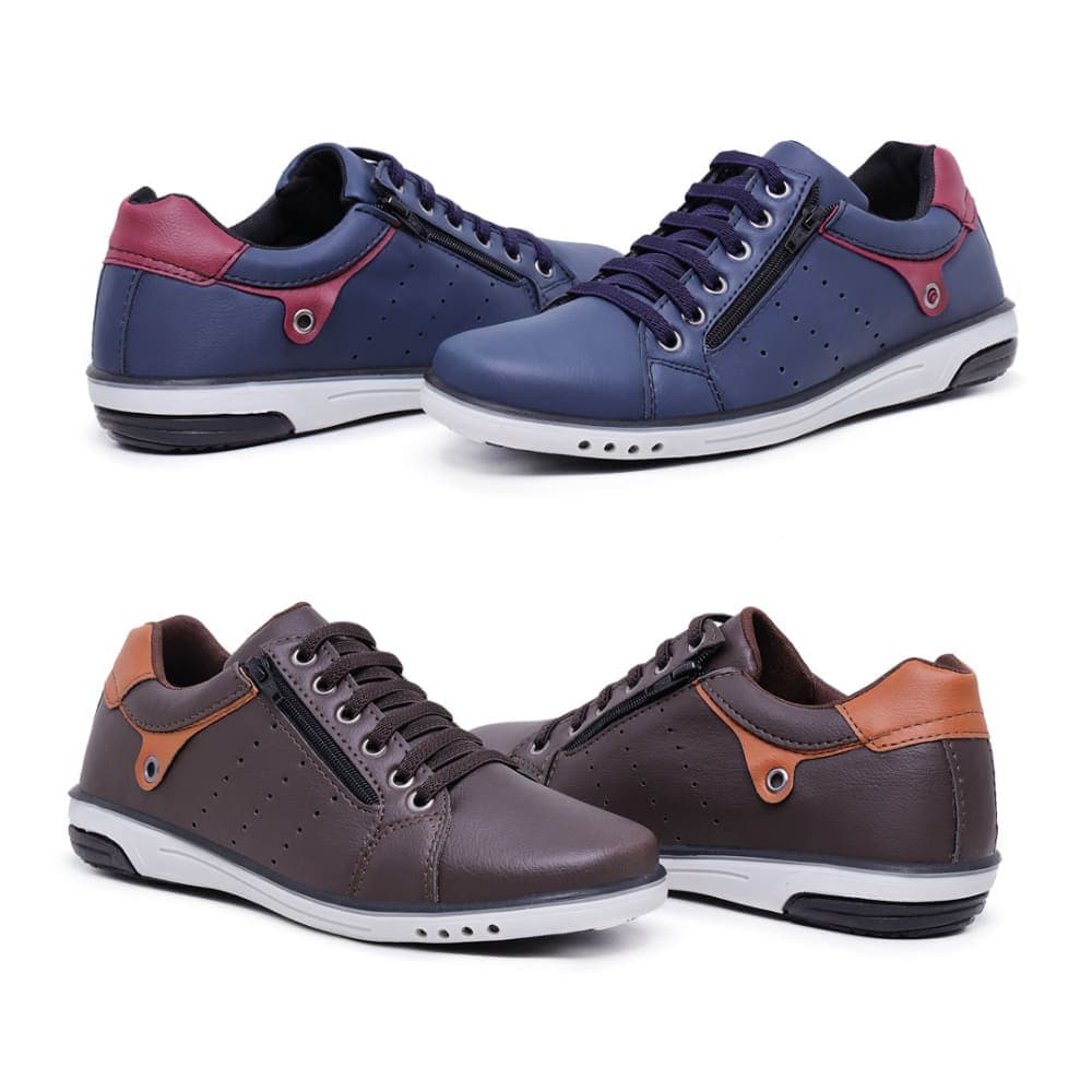 Kit 2 Pares Sapatênis Masculino Fechamento Elastico e Ziper