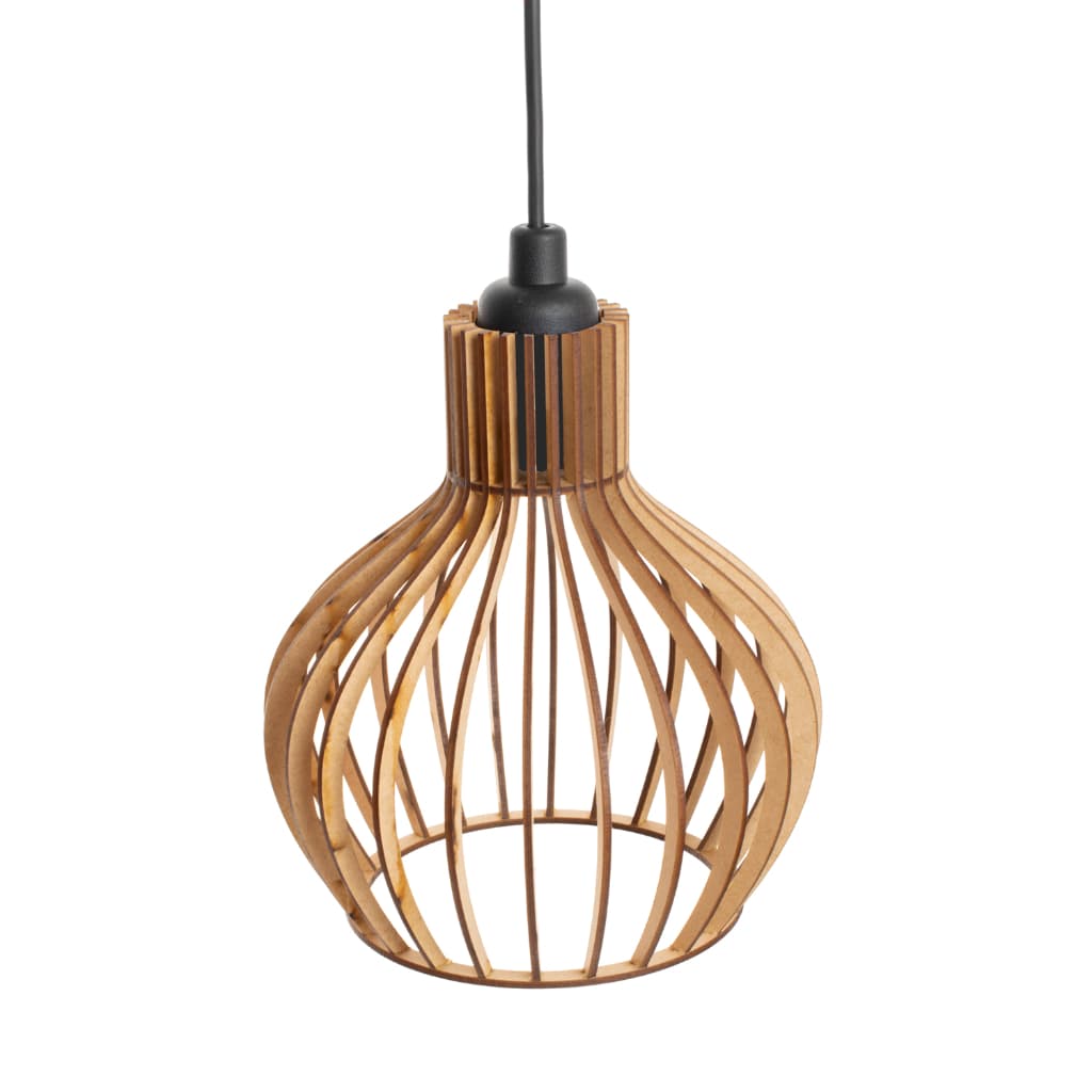 Pendente Luminária De Teto Lustre de Sala / Cozinha PP em Madeira Modelo Veneza Reforçado Sem Fio - 1PP/SF