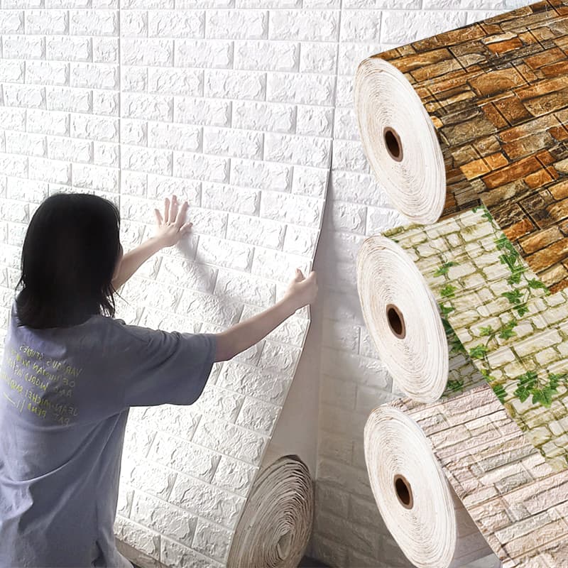 Painéis de parede 3D Brick Pattern, papel de parede impermeável, adesivos DIY, sala, quarto, cozinha, decoração fundo, 70cm x 100cm