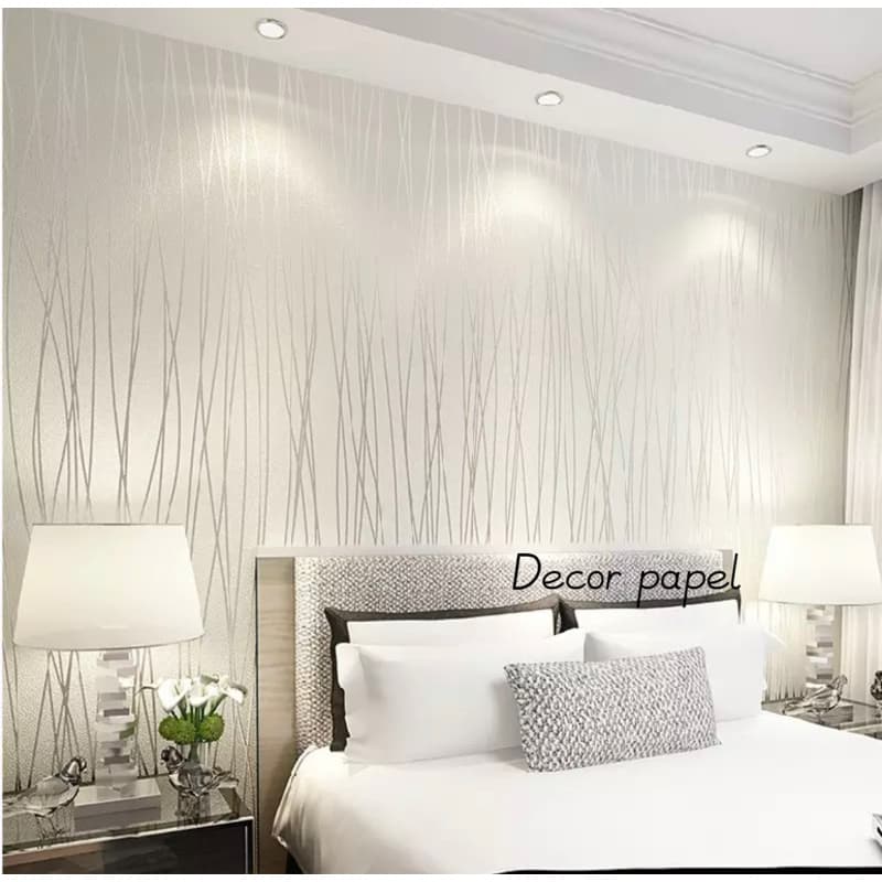 Papel de Parede 3D Linha Branco  5 METROS x 45CM Adesivo Autocolante para Sala, Quarto