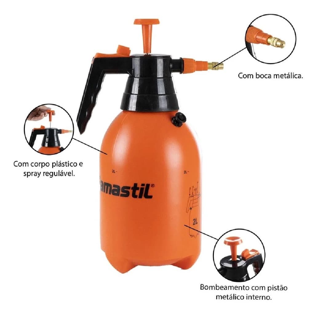 Pulverizador Manual 2 Litros Compressão Previa Jardim regar