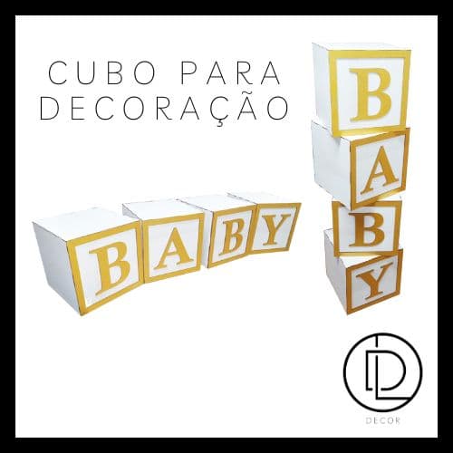 Cubo Baby Pintado /  Decoração Chá de Bebê e Revelação Festa 4 UNIDADES