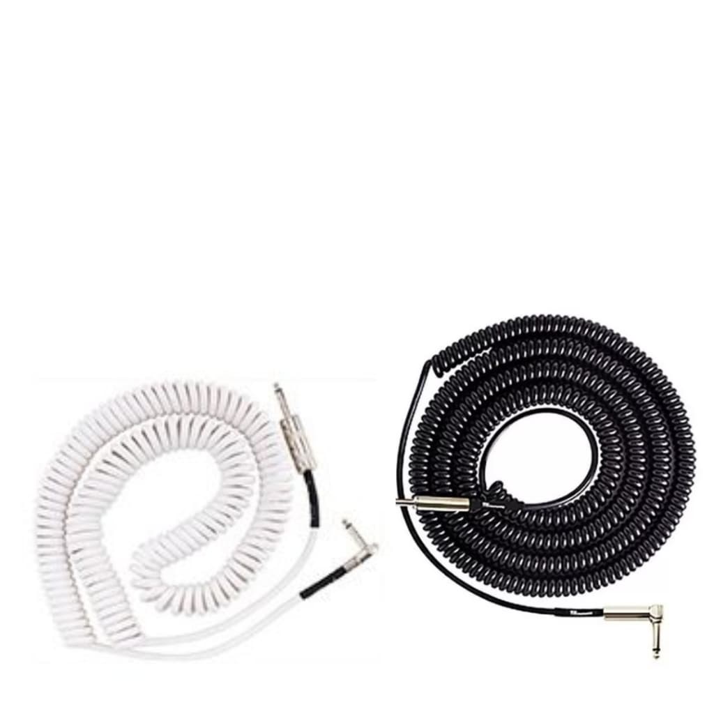 KIT 2 Cabo Para Guitarra Tecniforte Jimi 9 Metros Tipo Mola Preto E UM BRANCO Plug EM L