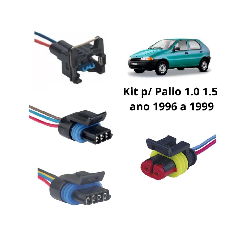 Kit Plug Chicote Bobina Sensor Temperatura Borboleta e Motor de Passo Palio 1.0 1.5 1996 1997 1998 1999