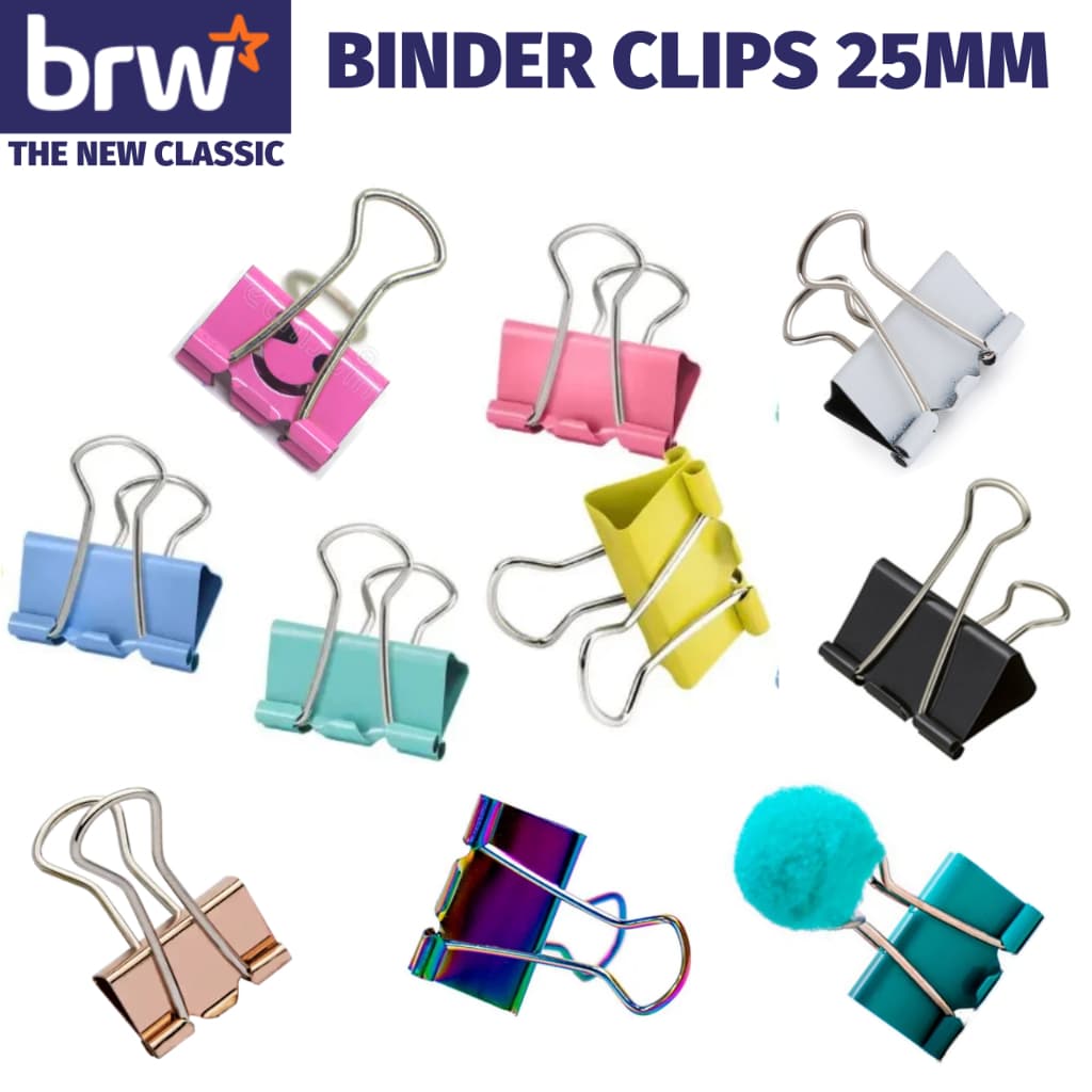 Prendedores de Papel Binder Clips Tom Pastel e Preto BRW - Kit ou Unidade
