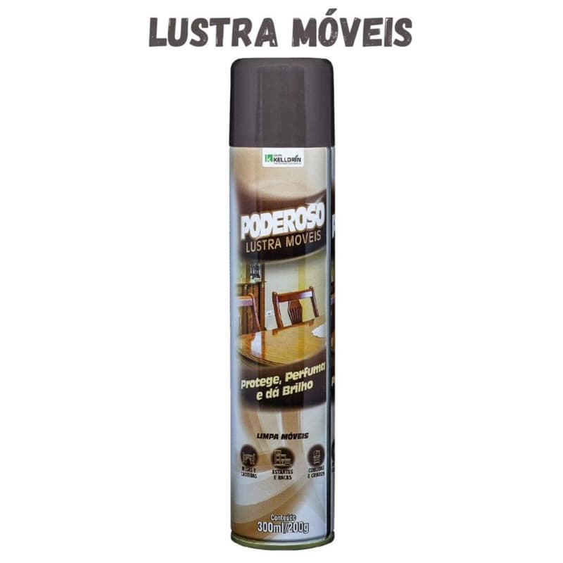 PODEROSO AEROSOL SPRAY LUSTRA MÓVEIS PROTEGE, PERFUMA E DÁ BRILHO KELLDRIN 300 ML