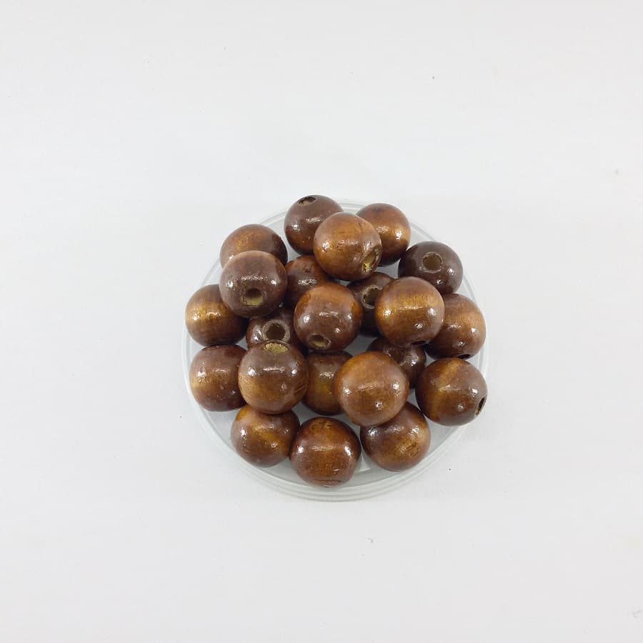 Bola de Madeira 20 mm marrom Escura com Verniz 70 unidades