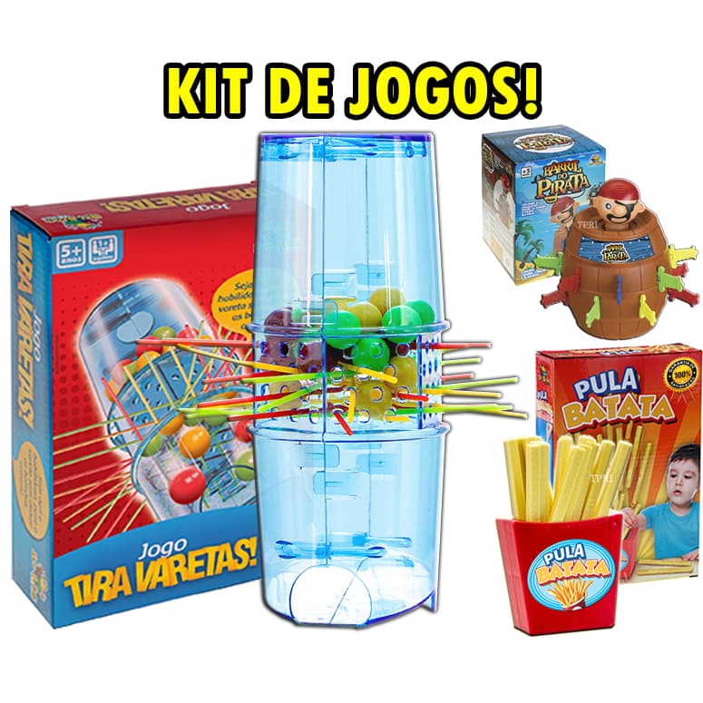 Kit 2 Jogos Pega Vareta Barril Pirata Brinquedo Infantil Tabuleiro Educativo Família Menino Menina