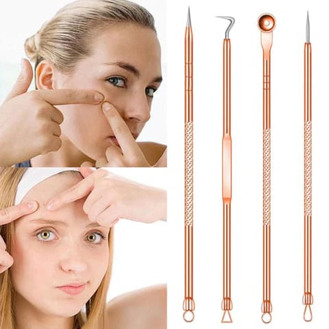 Kit  Ferramentas de Beleza Extrator de Acne Removedor de Cravo Espinha Aço Inoxidável Agulhas
