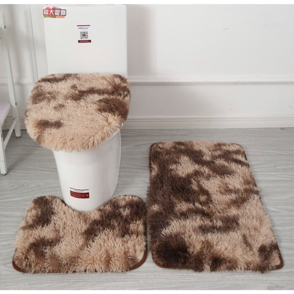 Tapete Kit Jogo de Banheiro 3 Peças Peludo Branco Antiderrapante Peludinho
