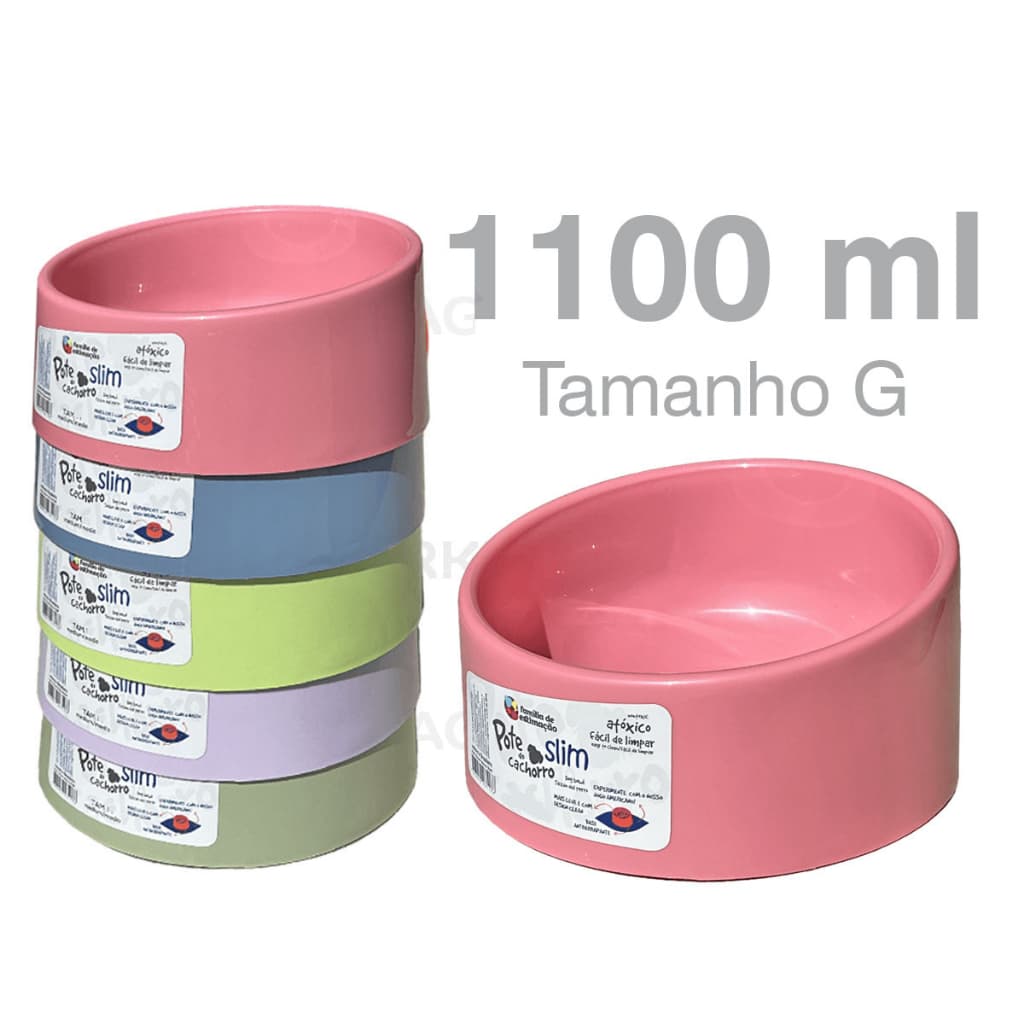 Pote Comedouro Bebedouro Slim Grande 1100ml para Cachorro Família Estimação