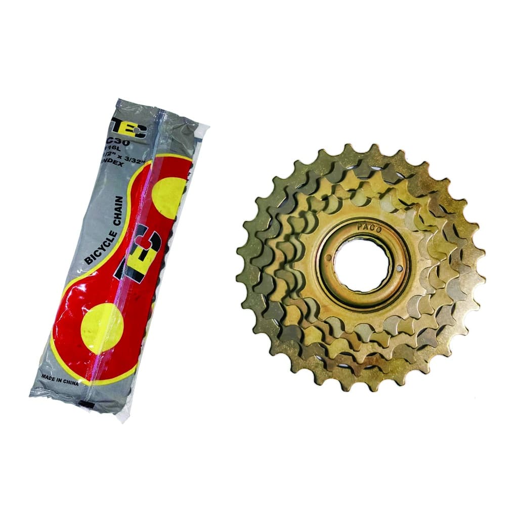 Catraca Bicicleta Roda Livre 6v  + Corrente 6v Tec Index Caloi Bike C/Marcha