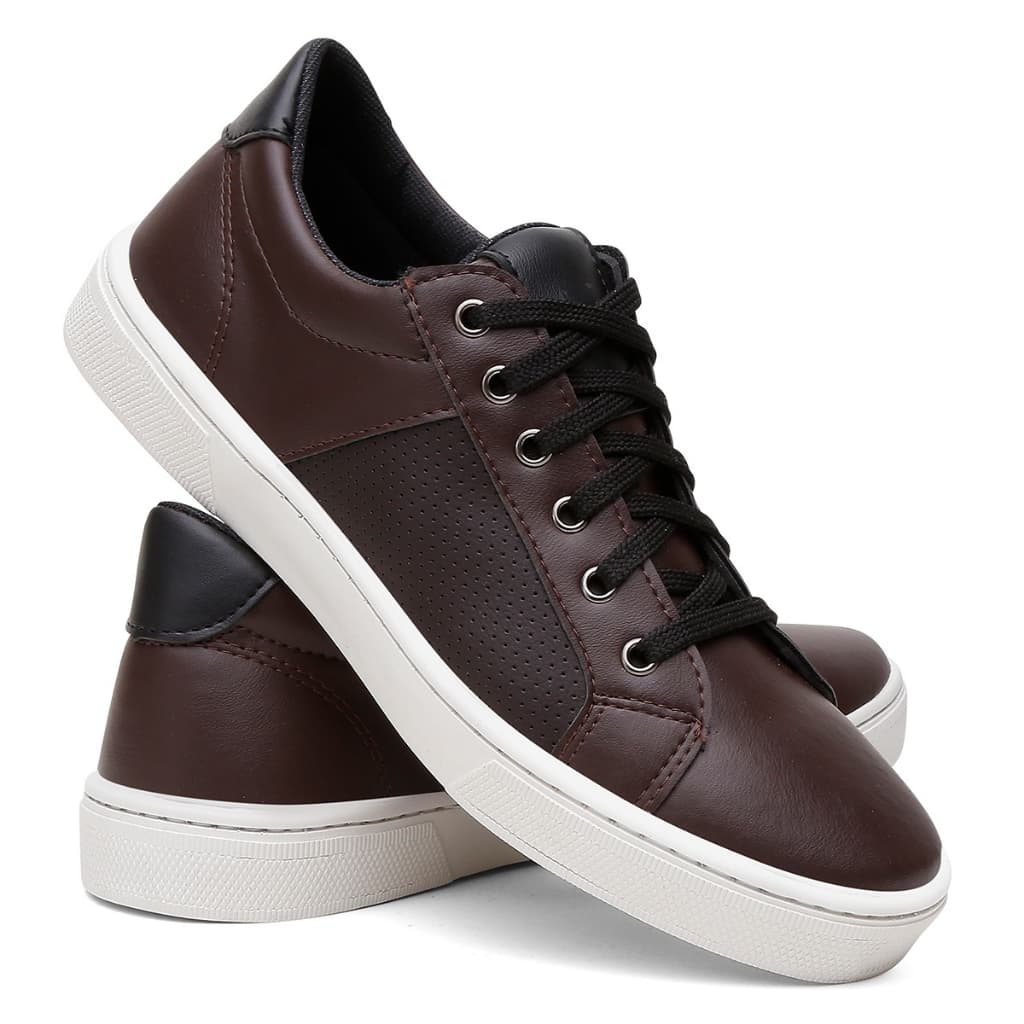 Sapatenis Masculino Couro Legitimo Casual Moda Verão Sola PVC Costurada Palmilha EVA Confortável