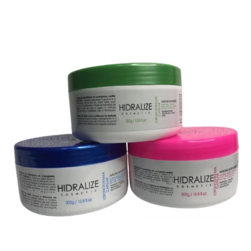 Kit Cronograma Capilar Completo Hidralize Mascara de Hidratação, Nutrição Reconstrução 300g Cada.