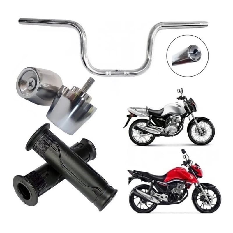Kit Moto Guidão Cargo 160 + Par de Peso Cromado PCX + Par de Manoplas Cargo