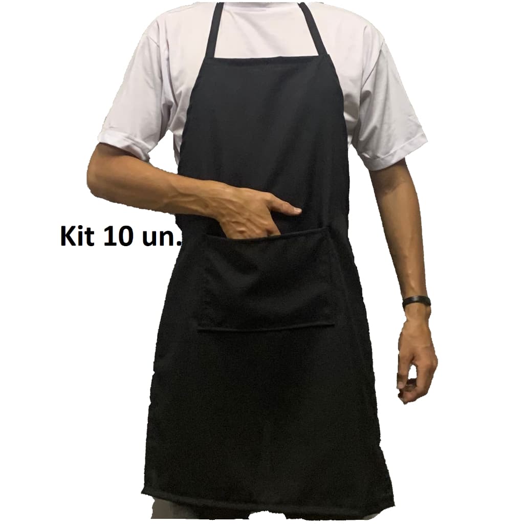 Kit 10 Avental De Cozinha C/Bolso Reforçado Garçom Churrasqueiro Restaurante Uniforme