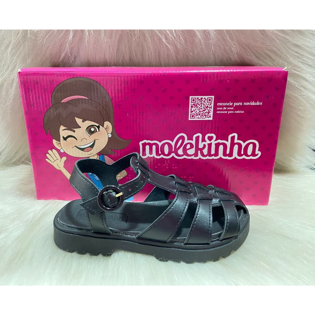 Sandália Infantil Molekinha Tratorada Aranha Fisherman Preto 2344.103