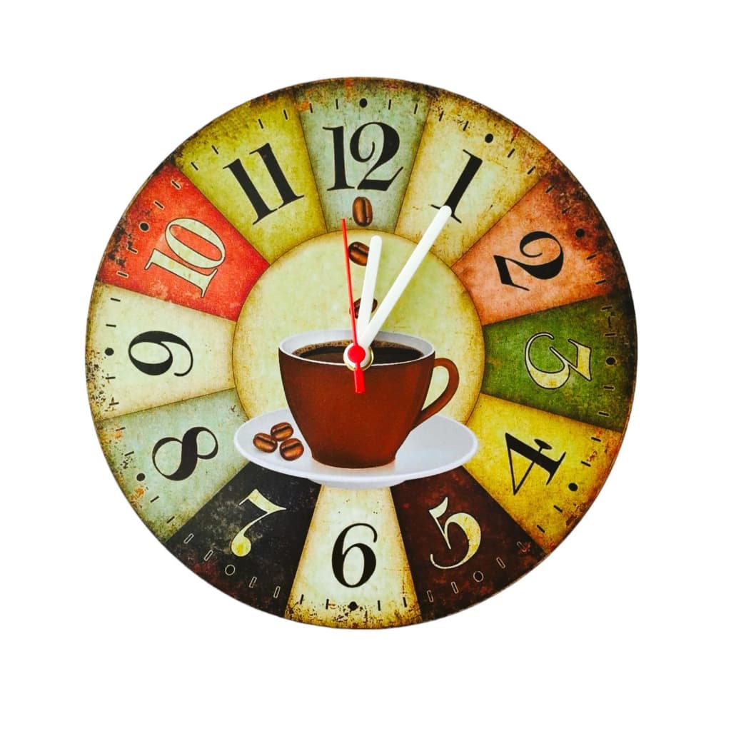 Relógio De Parede Redondo Em Mdf Decorativo Para Cozinha Café