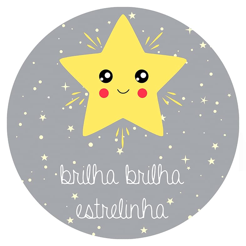 Capa para painel de Festa Redondo 1,50 mts Malha Sublimado Brilha Brilha Estrelinha amarela