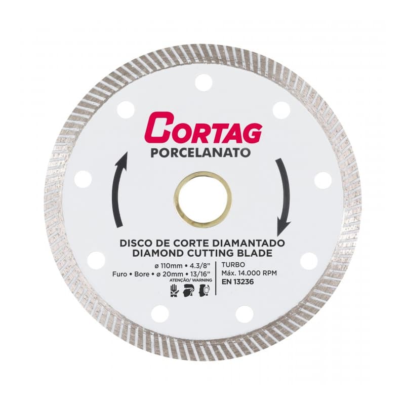 Kit 03 Discos Diamantados Porcelanato 110mm Furo de 20mm - Cortag