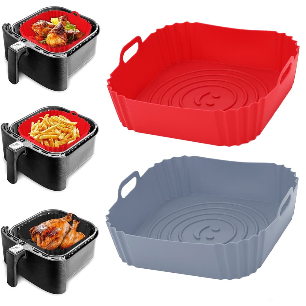 Forma Assadeira Fritadeira Air Fryer Silicone Flexível Lavável - Quadrada e Redonda
