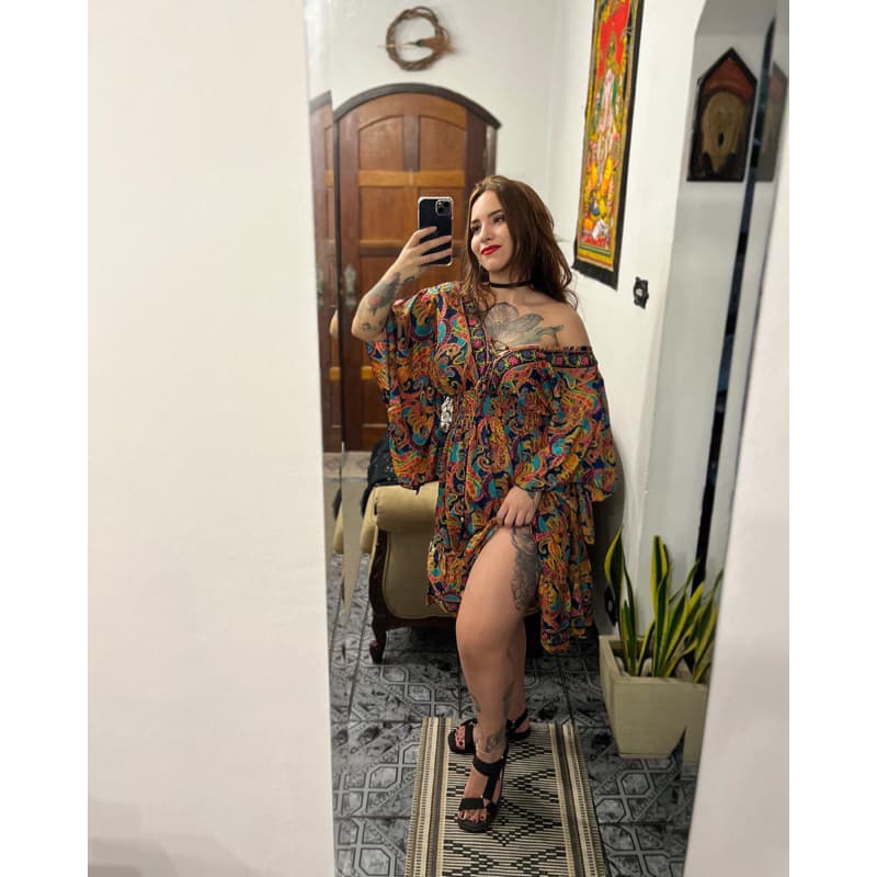 Vestido Indiano Seda Curto Hippie Boho Fada