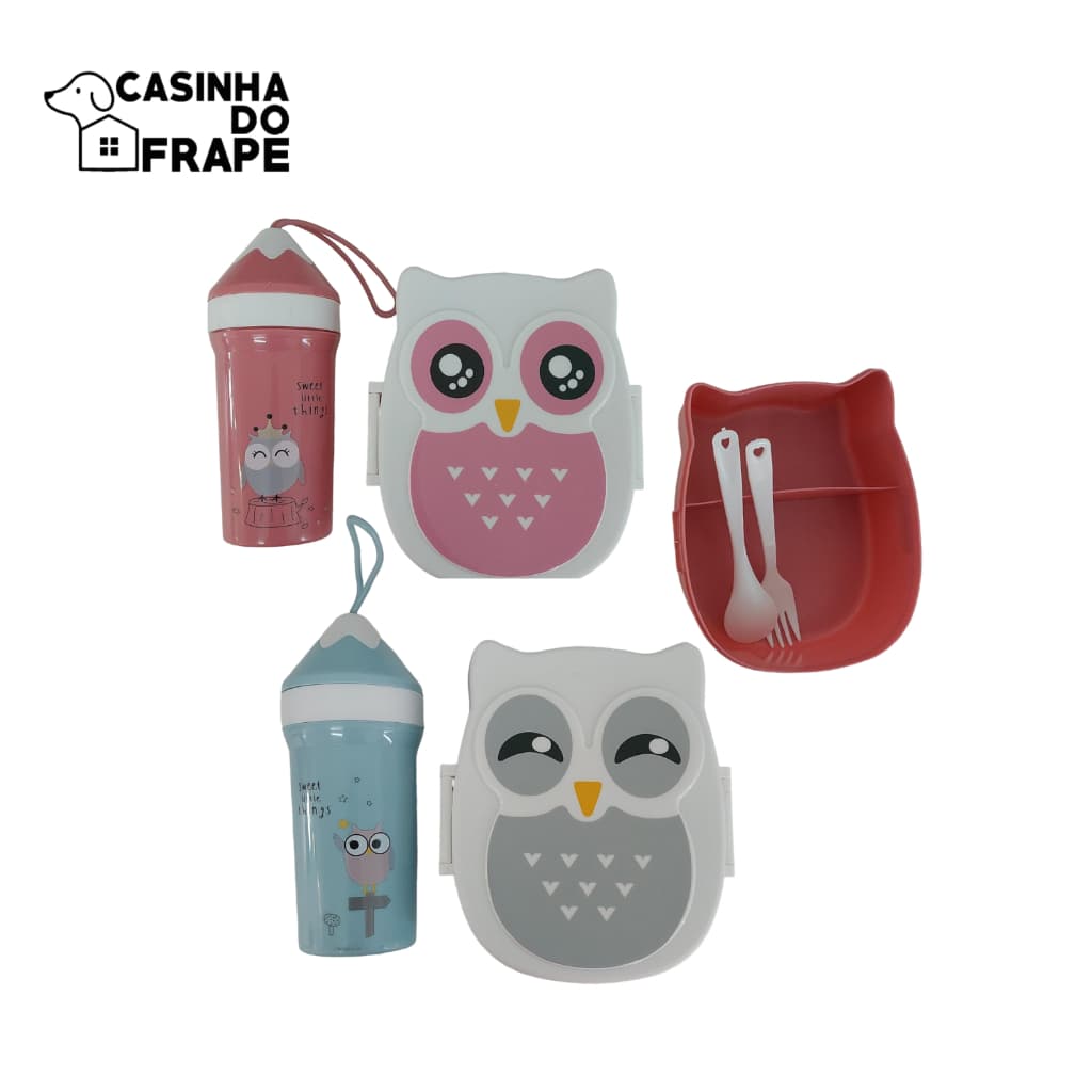 Kit Lancheira Infantil Com Divisória + Garrafa, Escolar, Passeio, Introdução Alimentar