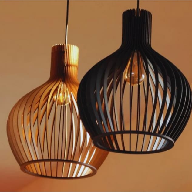 Lustre Grande Luminaria De Teto De Madeira Com Fiação Completa Bivolt